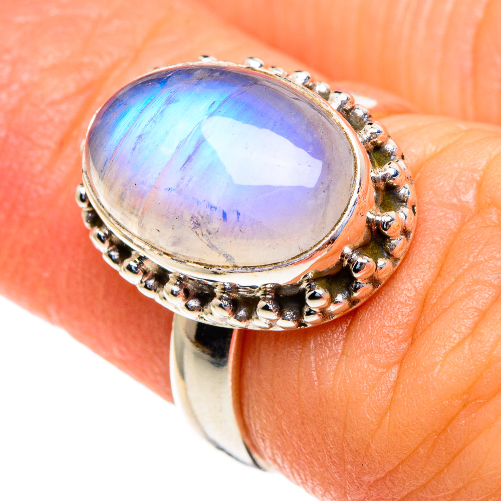 Rainbow Moonstone Rings handcrafted by Ana Silver Co - RING85529