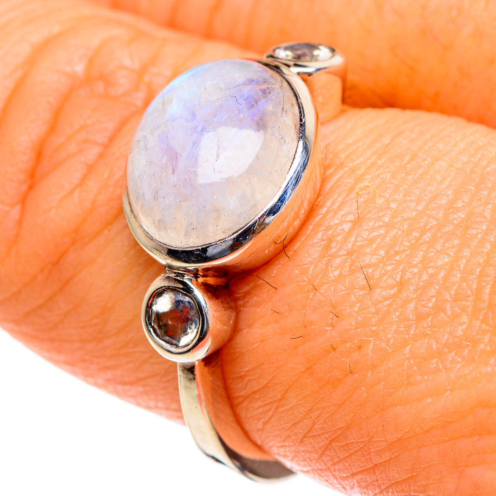 Rainbow Moonstone, Tanzanite Rings handcrafted by Ana Silver Co - RING85569