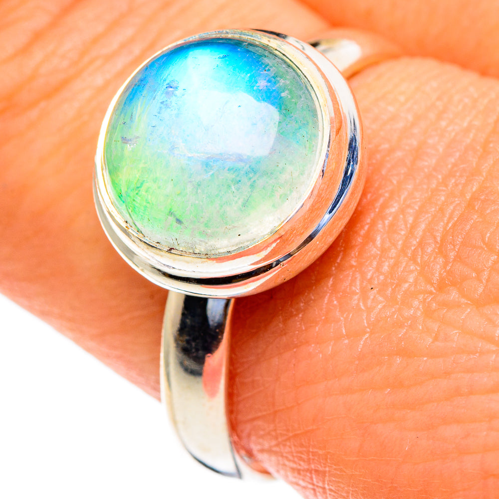 Rainbow Moonstone Rings handcrafted by Ana Silver Co - RING85634