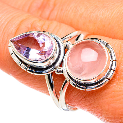Rose Quartz, Kunzite Rings handcrafted by Ana Silver Co - RING85659