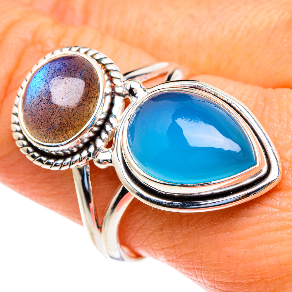 Larimar, Labradorite Rings handcrafted by Ana Silver Co - RING85668