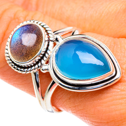 Larimar, Labradorite Rings handcrafted by Ana Silver Co - RING85668