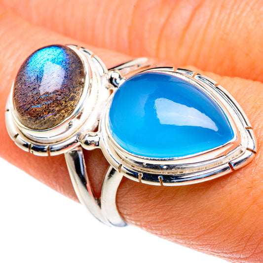 Chalcedony, Labradorite Rings handcrafted by Ana Silver Co - RING85670