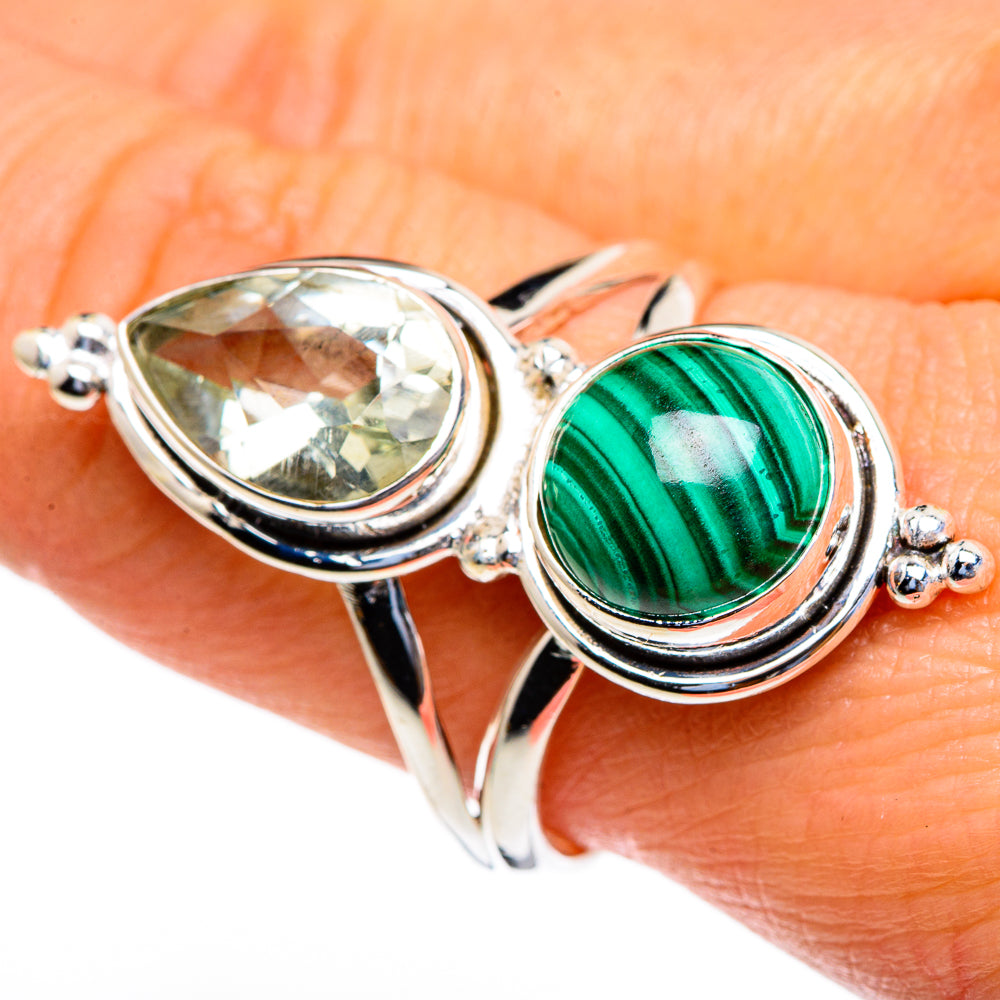 Malachite, Green Amethyst Rings handcrafted by Ana Silver Co - RING85671