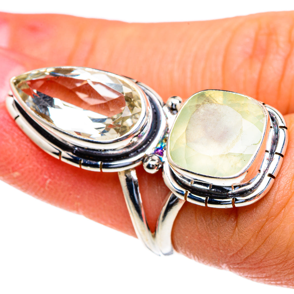 Green Amethyst, Prehnite Rings handcrafted by Ana Silver Co - RING85674