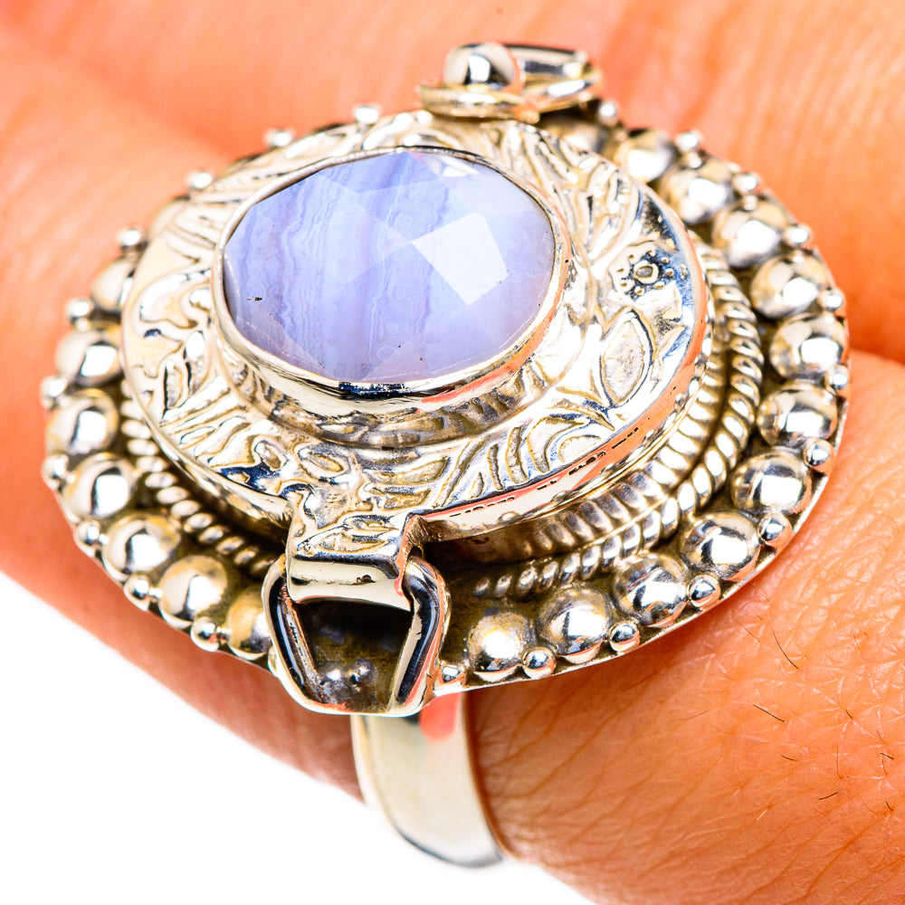 Blue Lace Agate Rings handcrafted by Ana Silver Co - RING85685