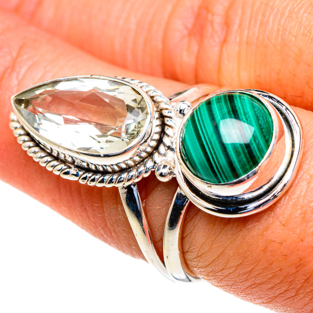 Malachite, Green Amethyst Rings handcrafted by Ana Silver Co - RING85695