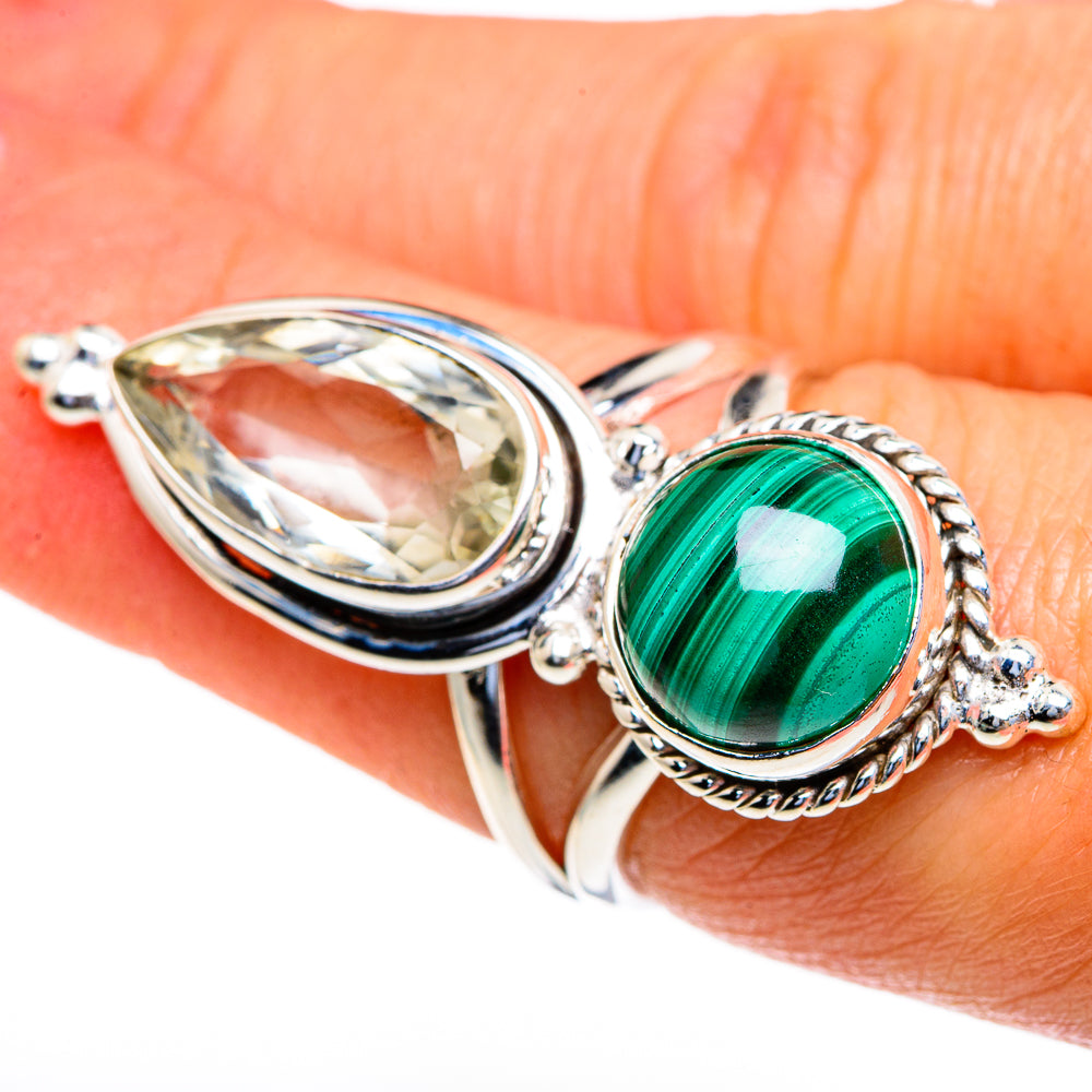 Malachite, Green Amethyst Rings handcrafted by Ana Silver Co - RING85698