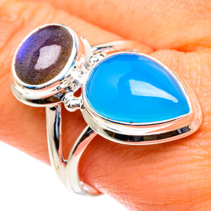 Aqua Chalcedony, Labradorite Rings handcrafted by Ana Silver Co - RING85710