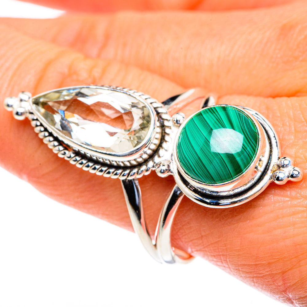 Malachite, Green Amethyst Rings handcrafted by Ana Silver Co - RING85713