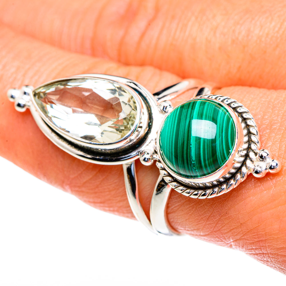 Malachite, Green Amethyst Rings handcrafted by Ana Silver Co - RING85714