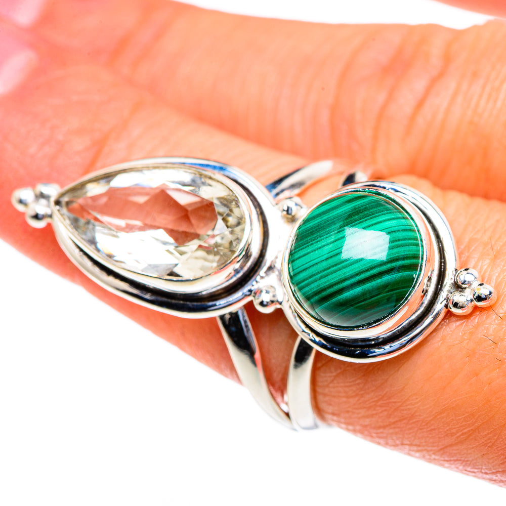 Malachite, Green Amethyst Rings handcrafted by Ana Silver Co - RING85715