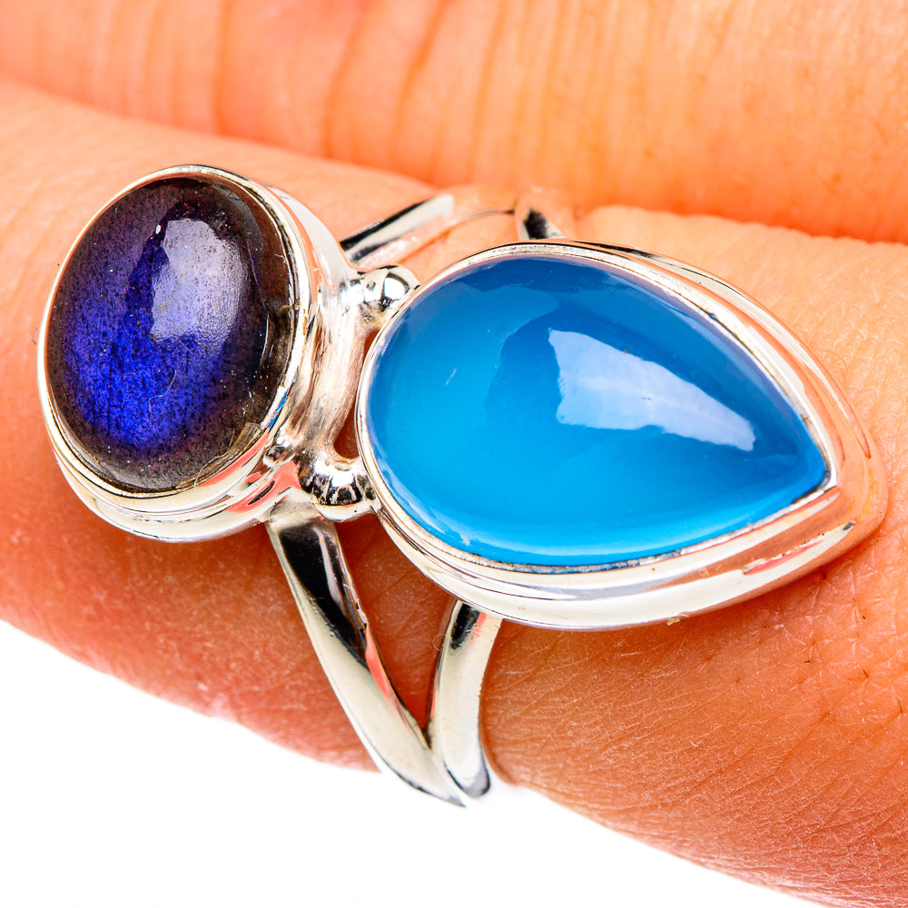 Chalcedony, Labradorite Rings handcrafted by Ana Silver Co - RING85721