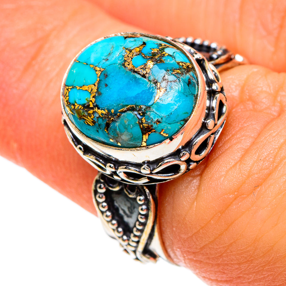 Blue Copper Composite Turquoise Rings handcrafted by Ana Silver Co - RING85727