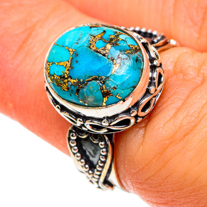 Blue Copper Composite Turquoise Rings handcrafted by Ana Silver Co - RING85727
