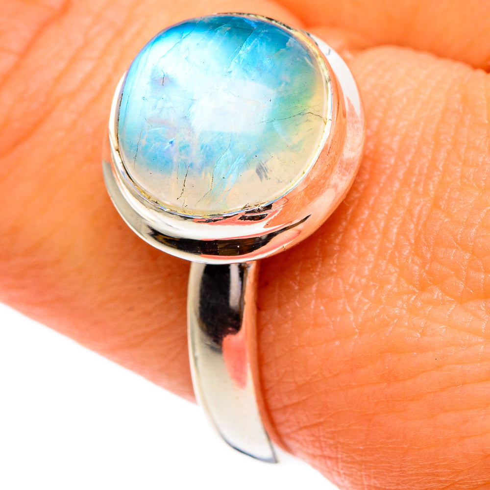 Rainbow Moonstone Rings handcrafted by Ana Silver Co - RING85730