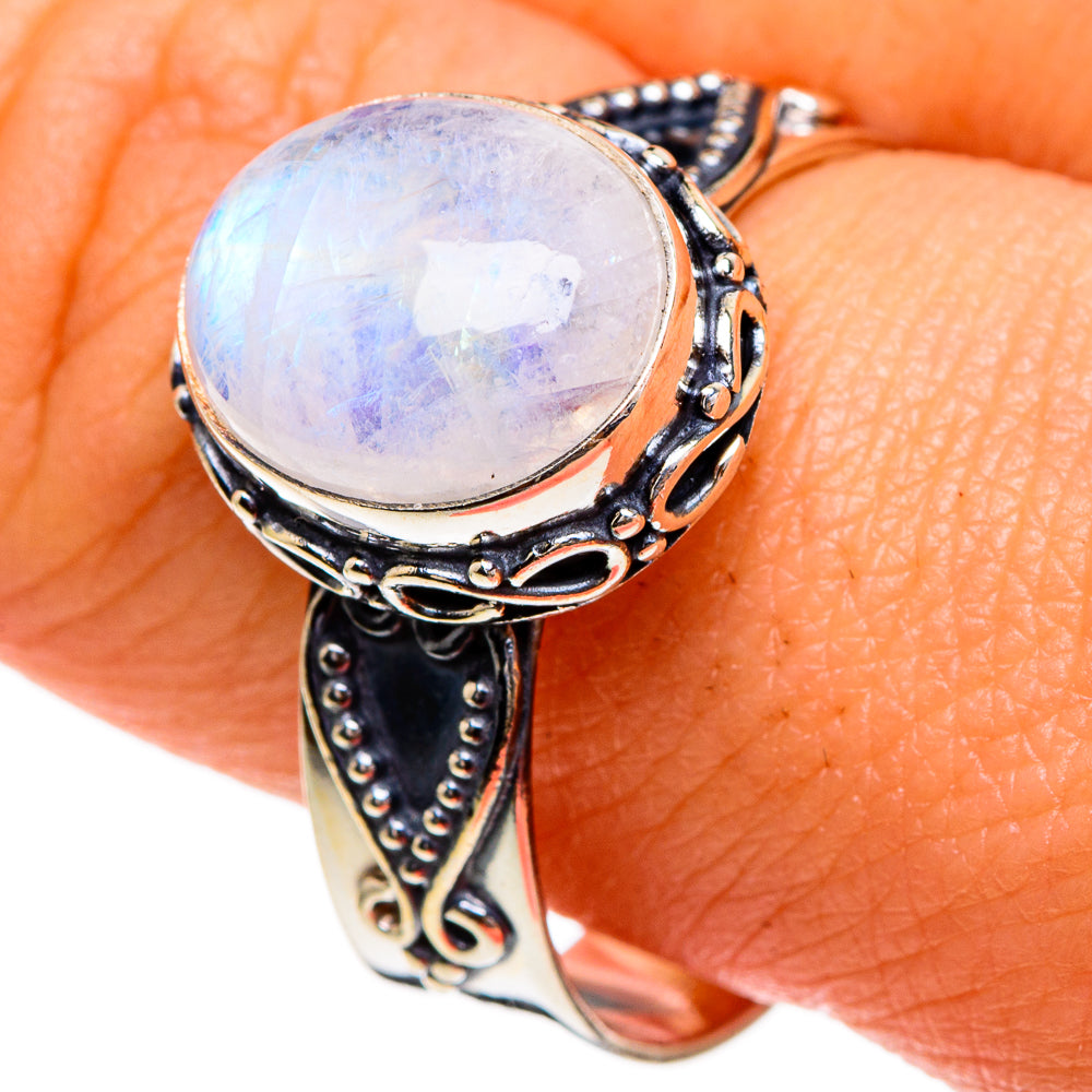 Rainbow Moonstone Rings handcrafted by Ana Silver Co - RING85758