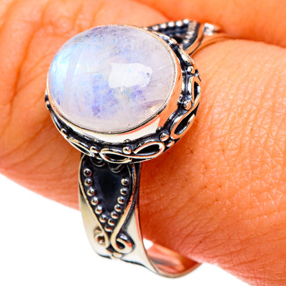 Rainbow Moonstone Rings handcrafted by Ana Silver Co - RING85758