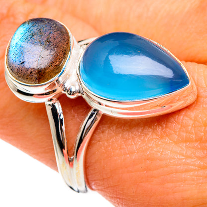 Aqua Chalcedony, Labradorite Rings handcrafted by Ana Silver Co - RING85768