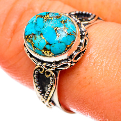 Blue Copper Composite Turquoise Rings handcrafted by Ana Silver Co - RING85774