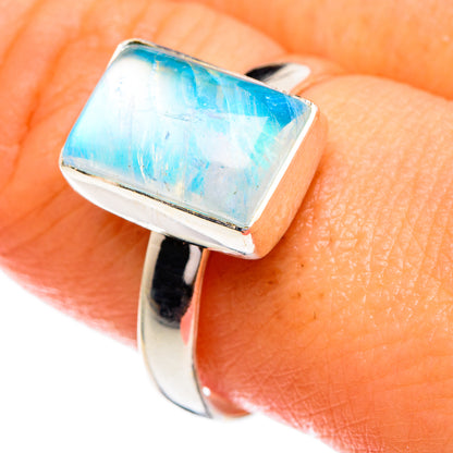 Rainbow Moonstone Rings handcrafted by Ana Silver Co - RING85775