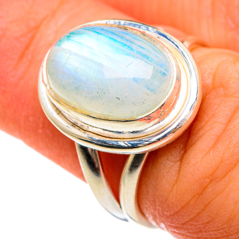 Rainbow Moonstone Rings handcrafted by Ana Silver Co - RING85778