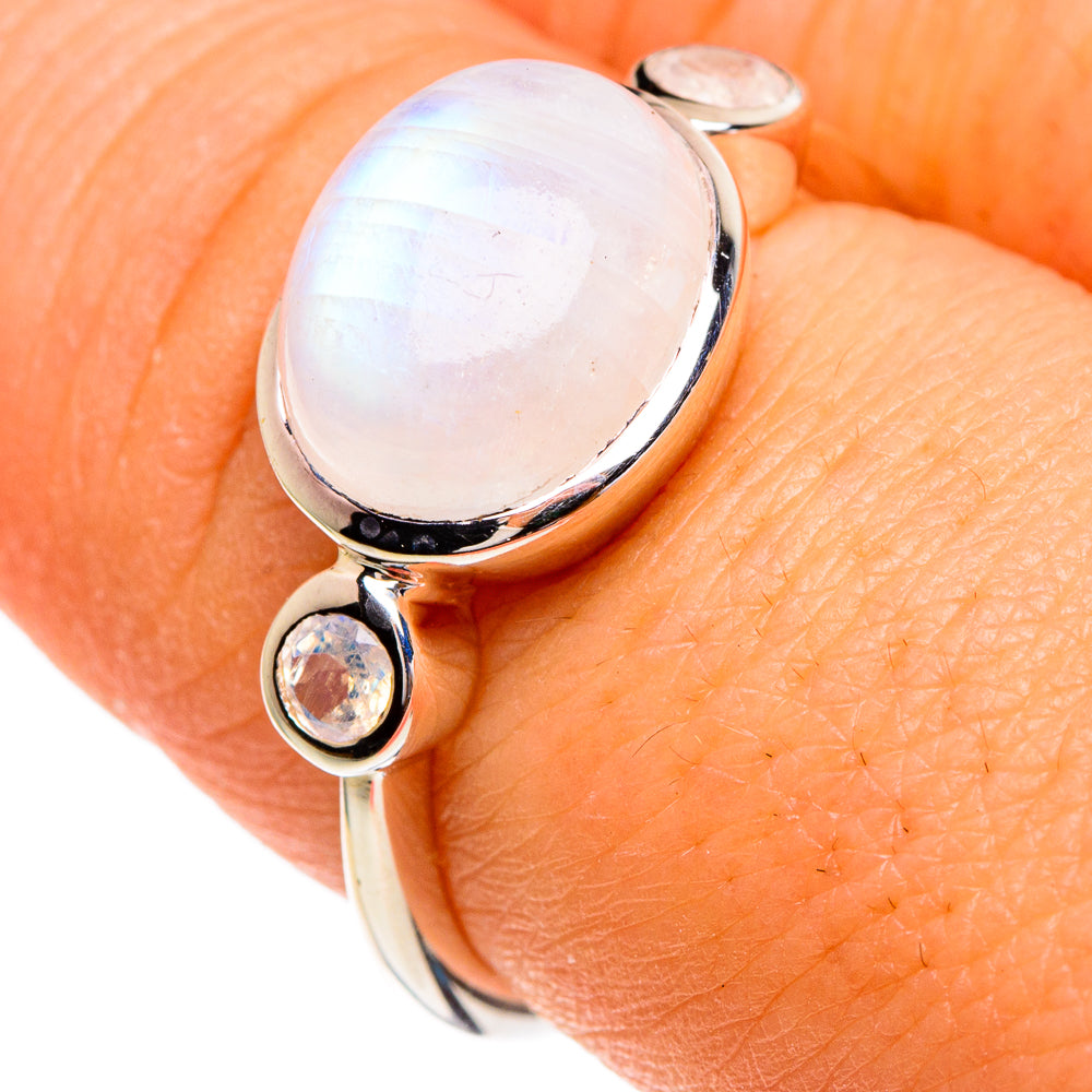 Rainbow Moonstone Rings handcrafted by Ana Silver Co - RING85806
