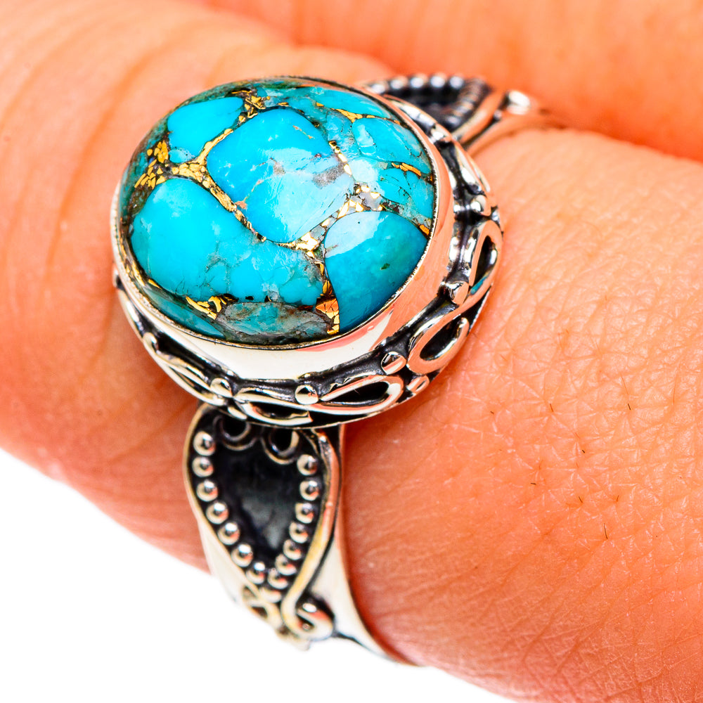 Blue Copper Composite Turquoise Rings handcrafted by Ana Silver Co - RING85815