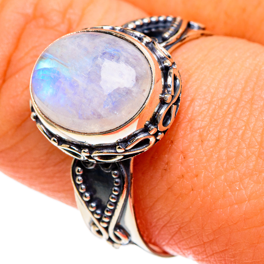 Rainbow Moonstone Rings handcrafted by Ana Silver Co - RING85851