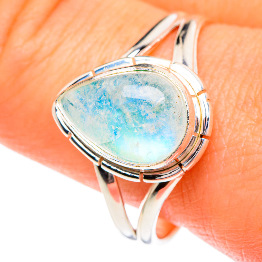 Rainbow Moonstone Rings handcrafted by Ana Silver Co - RING85871