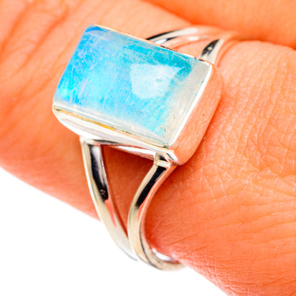 Rainbow Moonstone Rings handcrafted by Ana Silver Co - RING85873