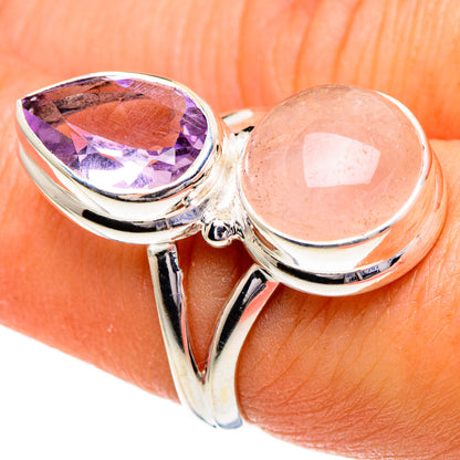 Rose Quartz, Amethyst Rings handcrafted by Ana Silver Co - RING85901