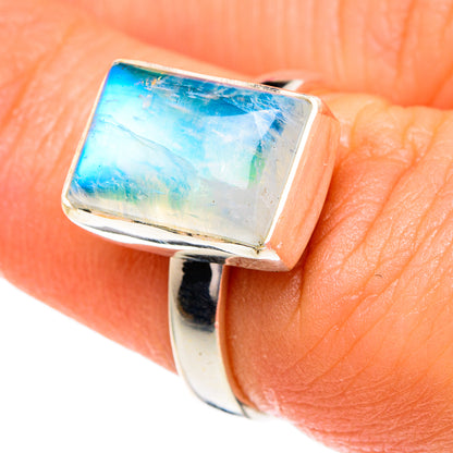 Rainbow Moonstone Rings handcrafted by Ana Silver Co - RING85916