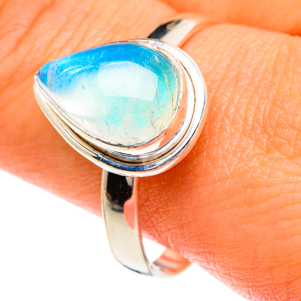 Rainbow Moonstone Rings handcrafted by Ana Silver Co - RING85917