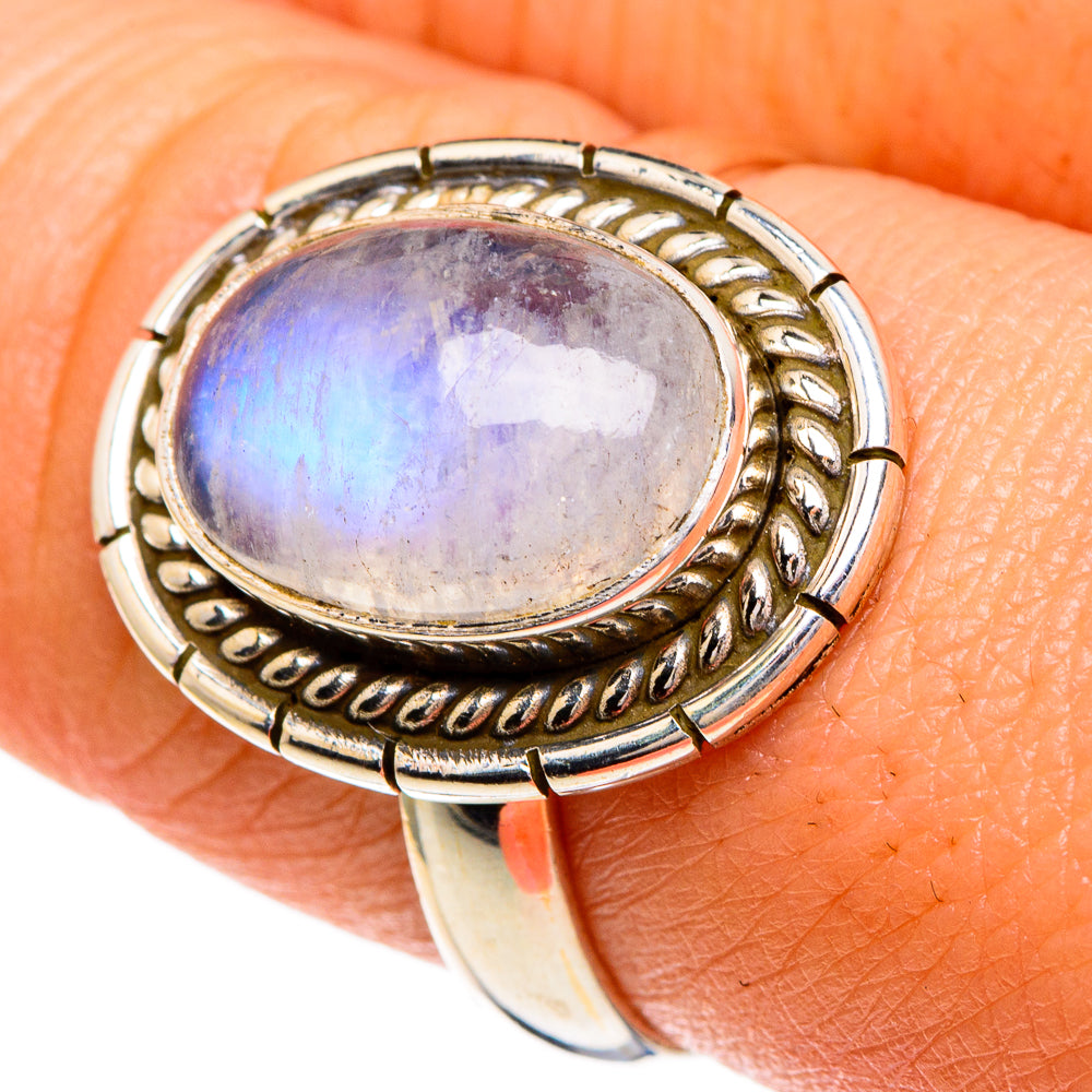 Rainbow Moonstone Rings handcrafted by Ana Silver Co - RING85949