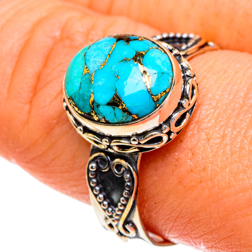 Blue Copper Composite Turquoise Rings handcrafted by Ana Silver Co - RING85960