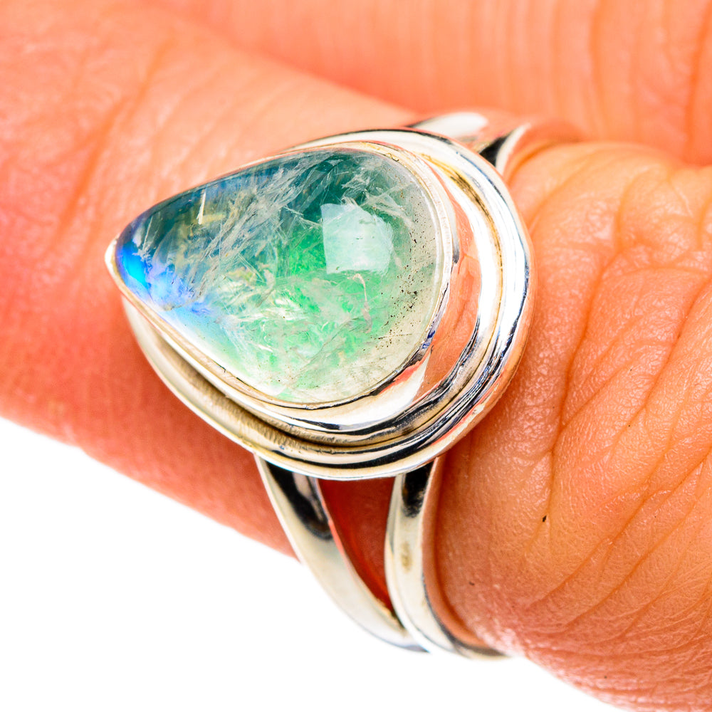 Rainbow Moonstone Rings handcrafted by Ana Silver Co - RING85967