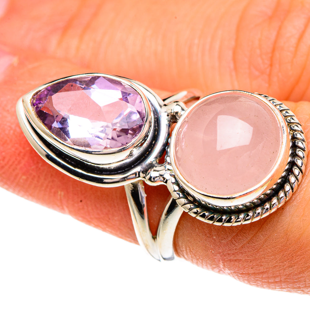 Rose Quartz, Kunzite Rings handcrafted by Ana Silver Co - RING85985