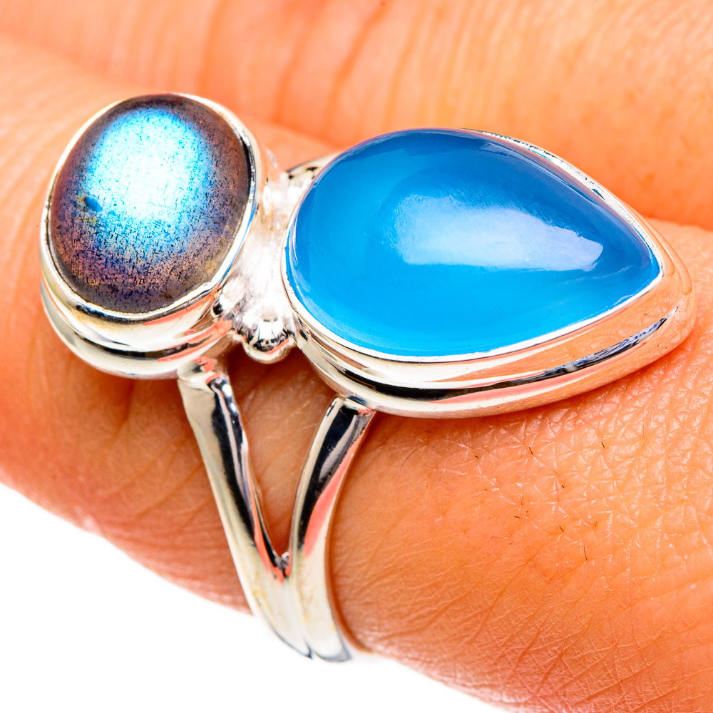 Aqua Chalcedony, Labradorite Rings handcrafted by Ana Silver Co - RING85994