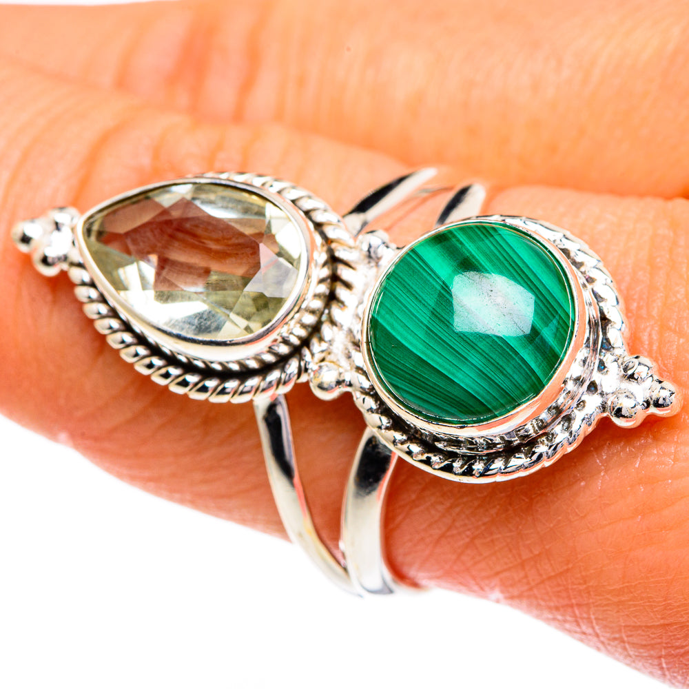 Malachite, Green Amethyst Rings handcrafted by Ana Silver Co - RING85998