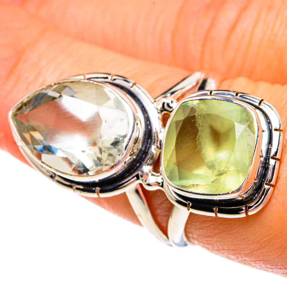 Green Amethyst, Prehnite Rings handcrafted by Ana Silver Co - RING85999