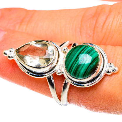 Malachite, Green Amethyst Rings handcrafted by Ana Silver Co - RING86001