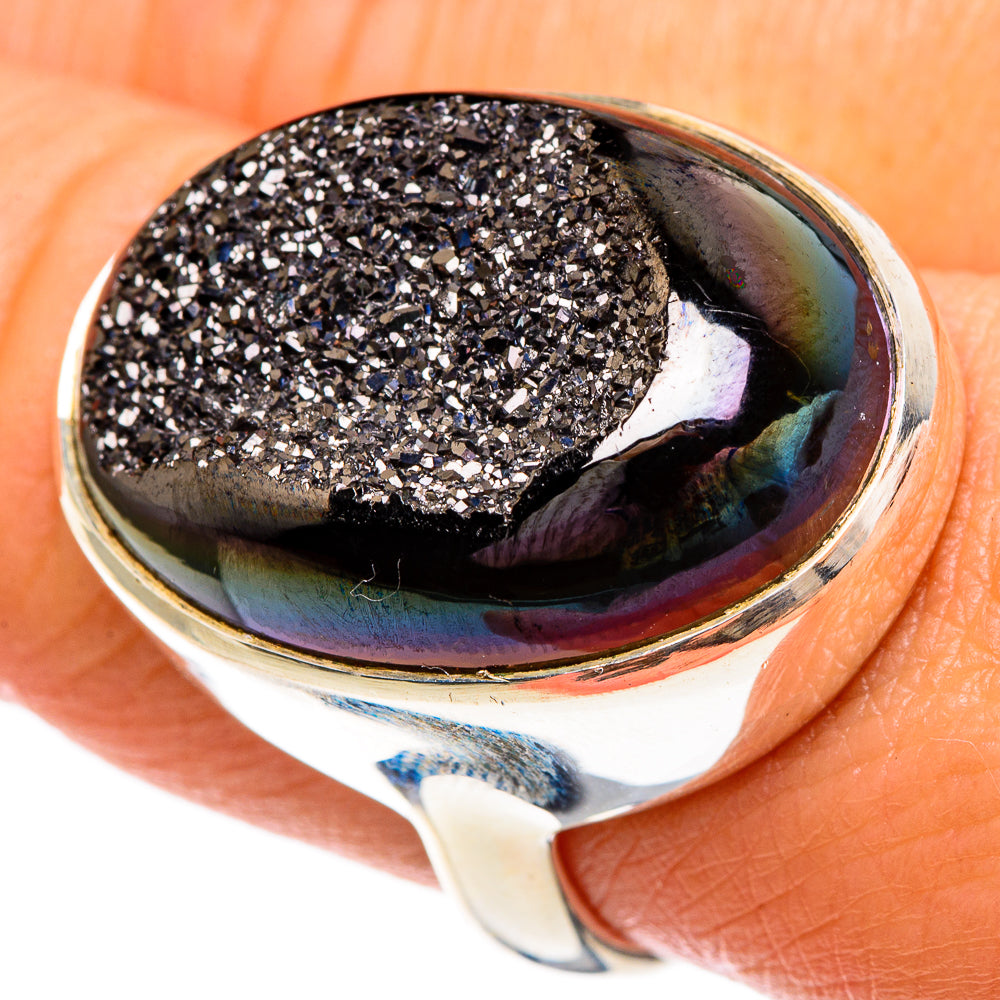 Hematite Druzy Rings handcrafted by Ana Silver Co - RING86010
