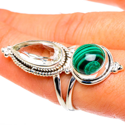 Malachite, White Quartz Rings handcrafted by Ana Silver Co - RING86029