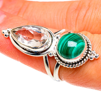 Malachite, White Quartz Rings handcrafted by Ana Silver Co - RING86032