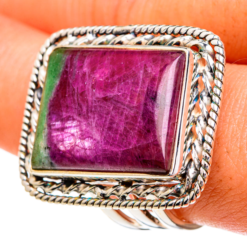 Ruby Zoisite Rings handcrafted by Ana Silver Co - RING86042