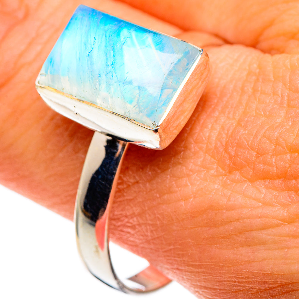 Rainbow Moonstone Rings handcrafted by Ana Silver Co - RING86050