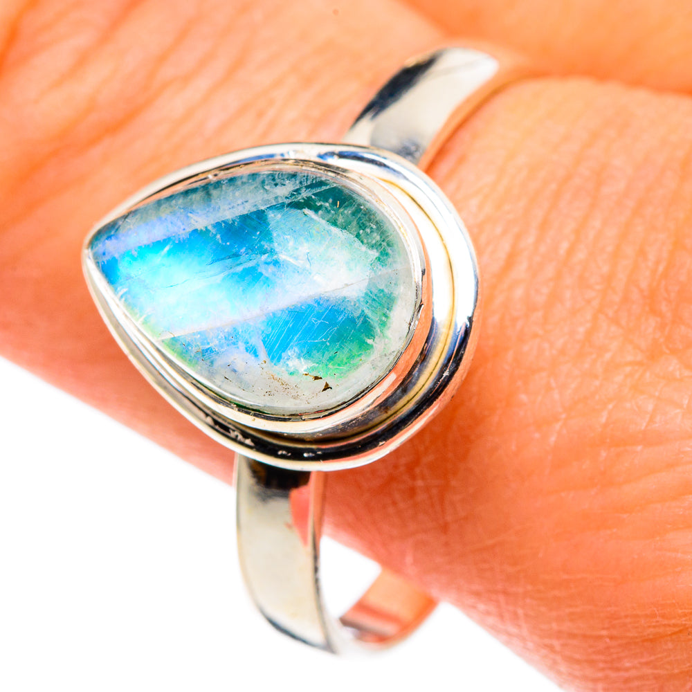 Green Moonstone Rings handcrafted by Ana Silver Co - RING86051
