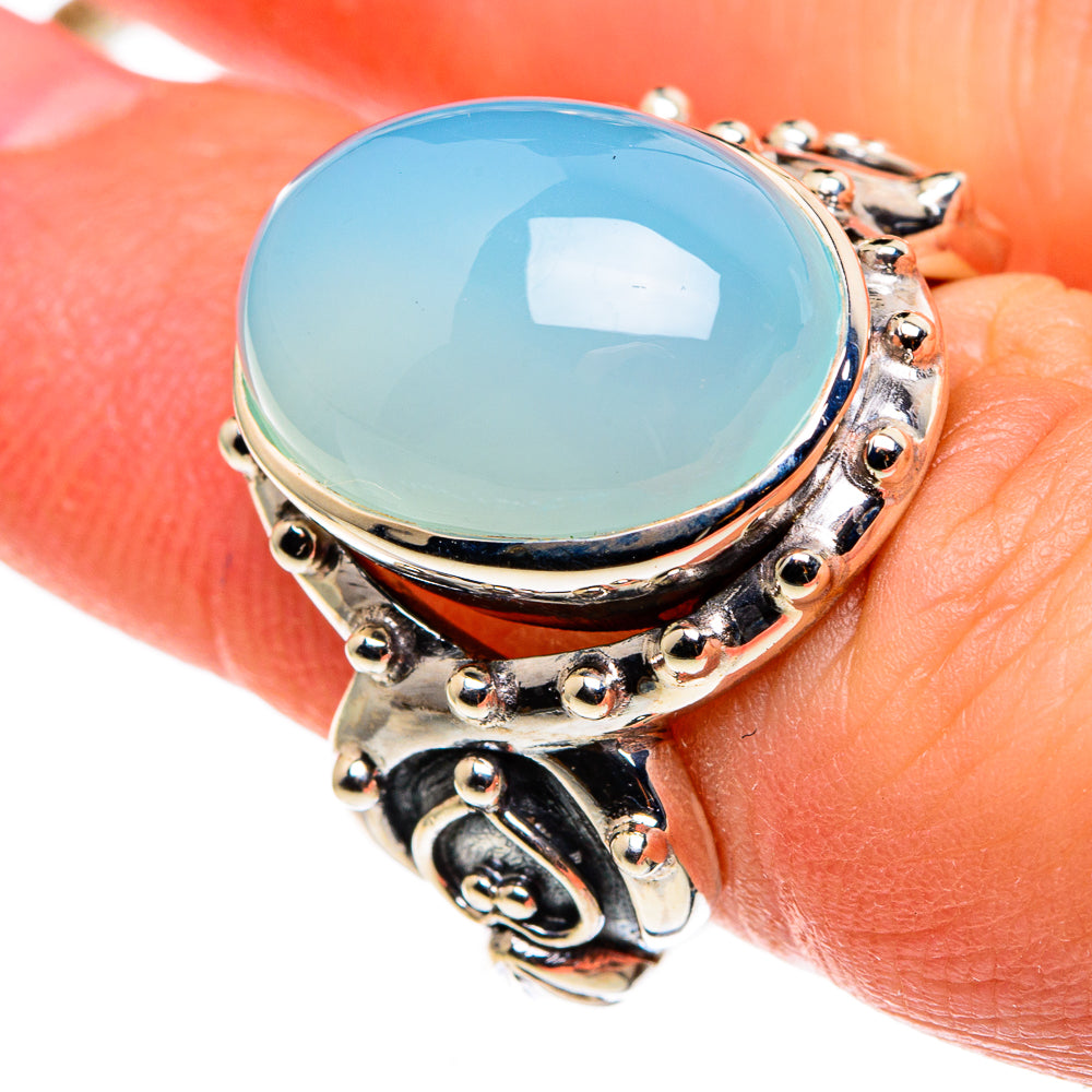 Aqua Chalcedony Rings handcrafted by Ana Silver Co - RING86090