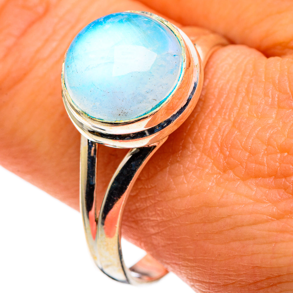 Rainbow Moonstone Rings handcrafted by Ana Silver Co - RING86096